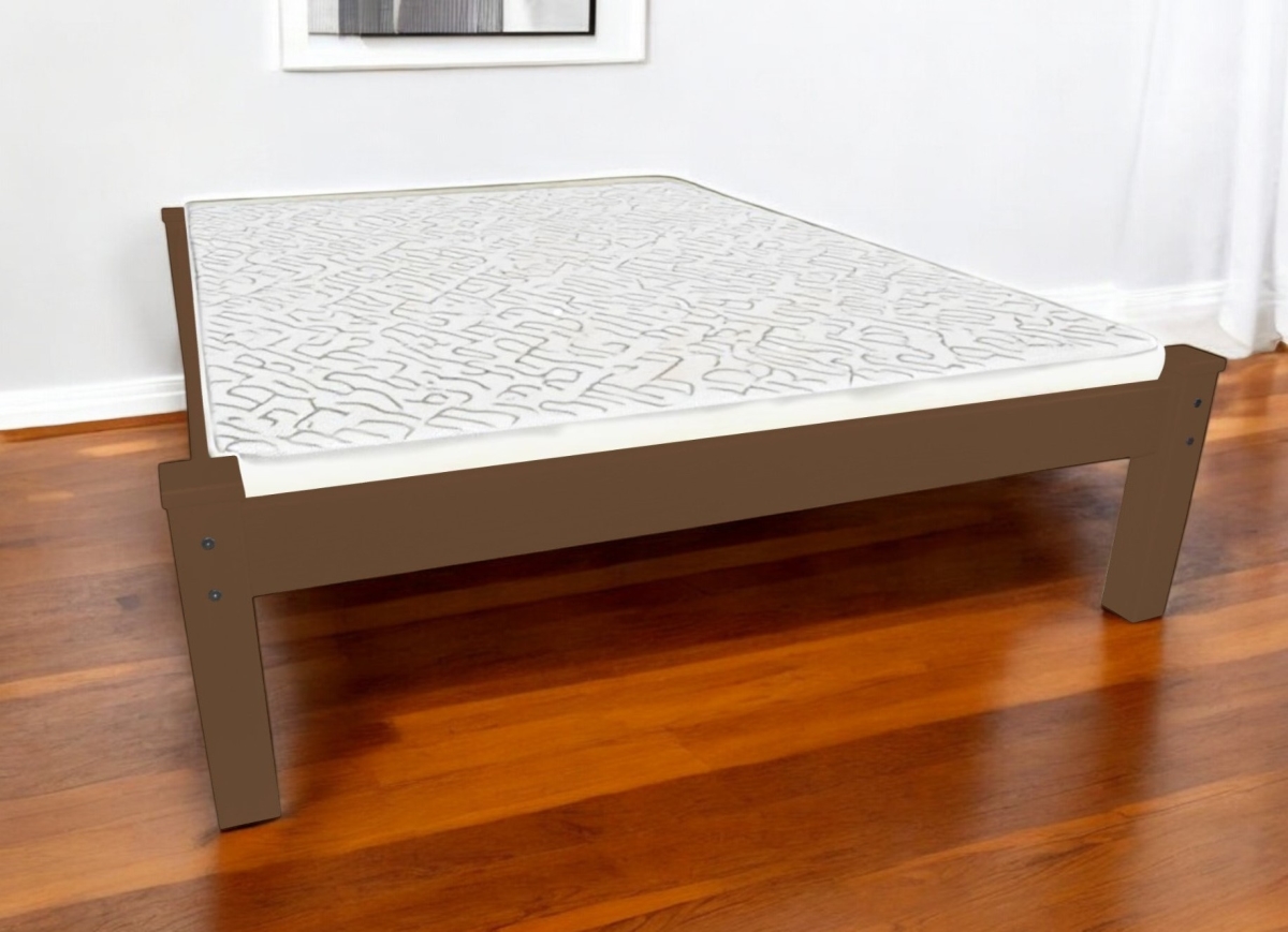 546721 Brown Solid Wood Queen Size Bed Frame, 800 lbs