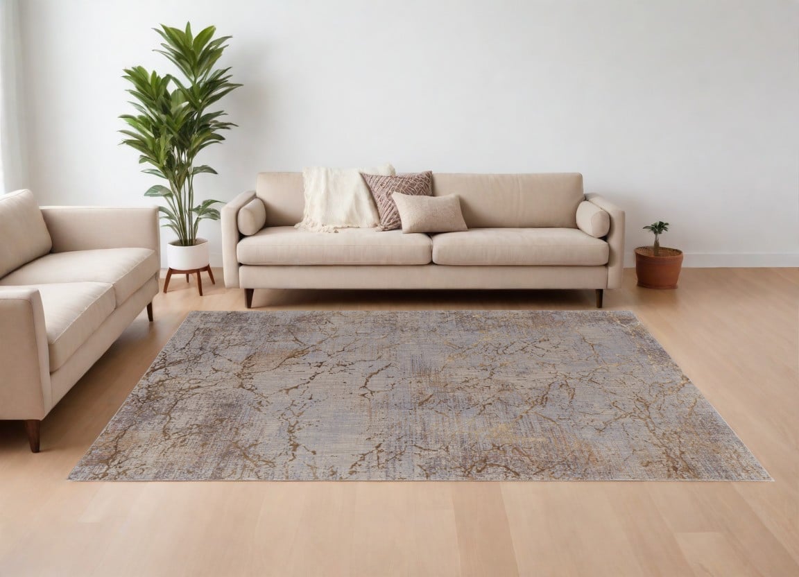 567647 8 x 10 ft. Abstract Power Loom Rectangle Area Rug, Brown, Taupe & Tan