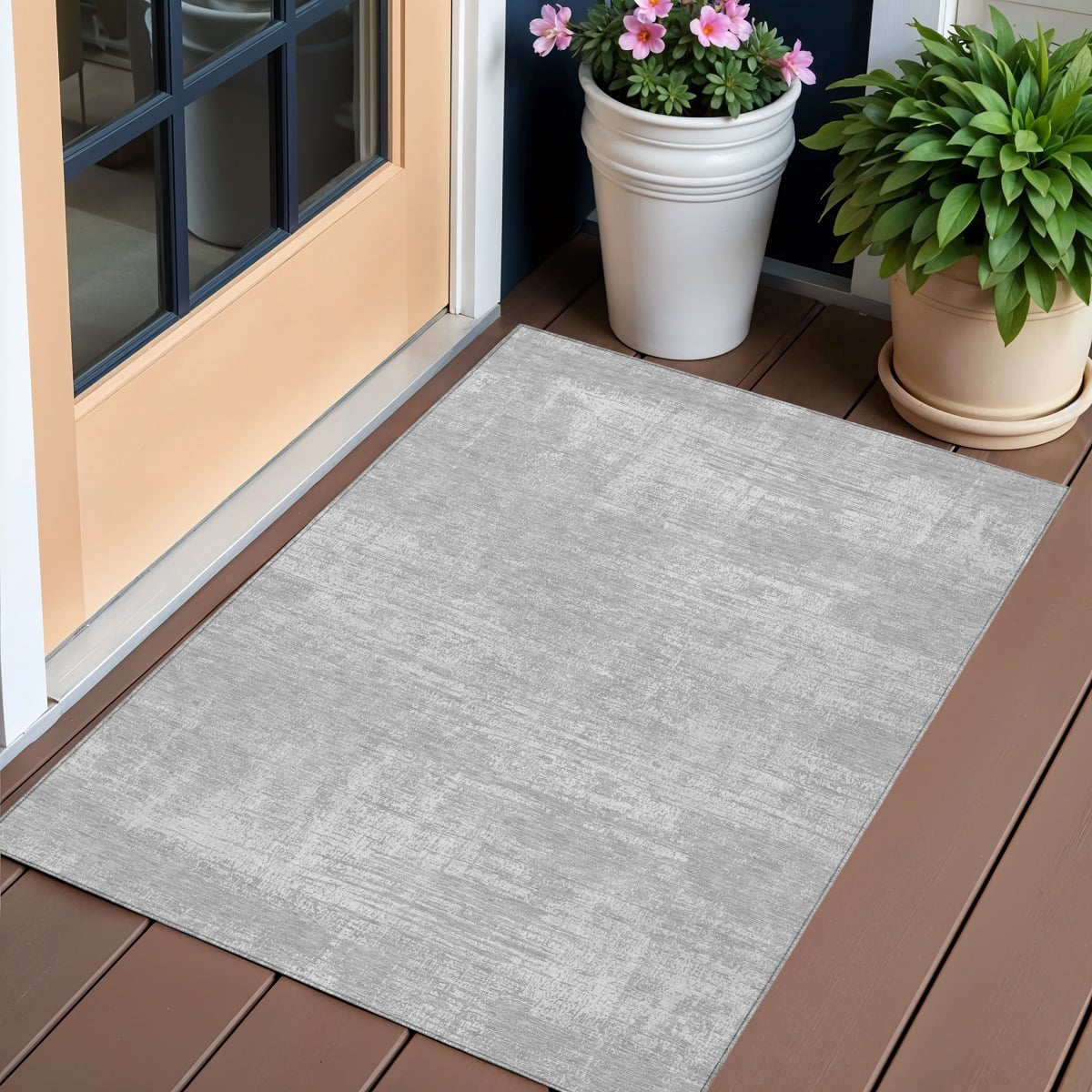 588792 3 x 5 ft. Abstract Washable Indoor & Outdoor Rectangle Area Rug, Silver & Gray