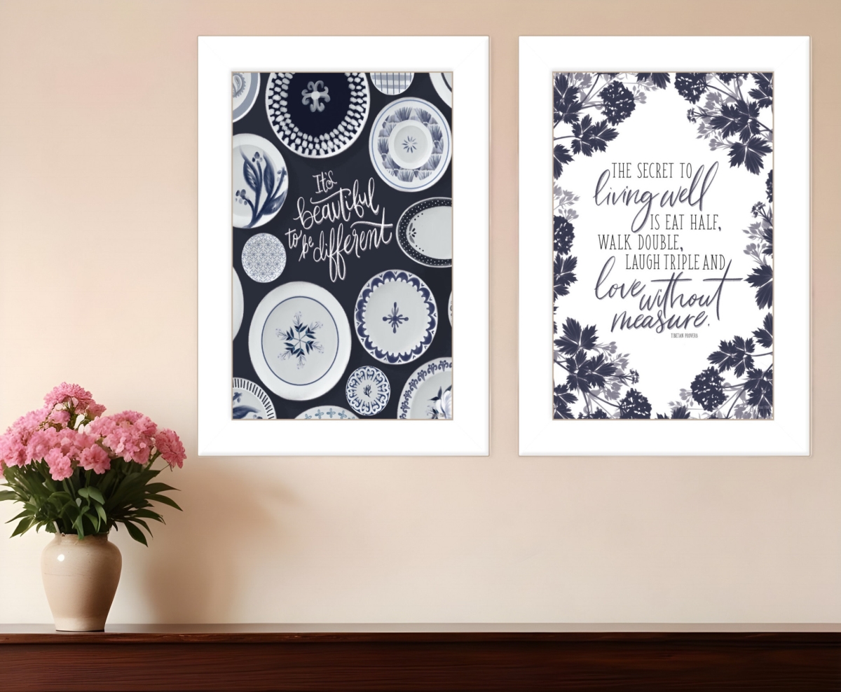 408183 The Secret Beauty White Framed Print Wall Art - Set of 2
