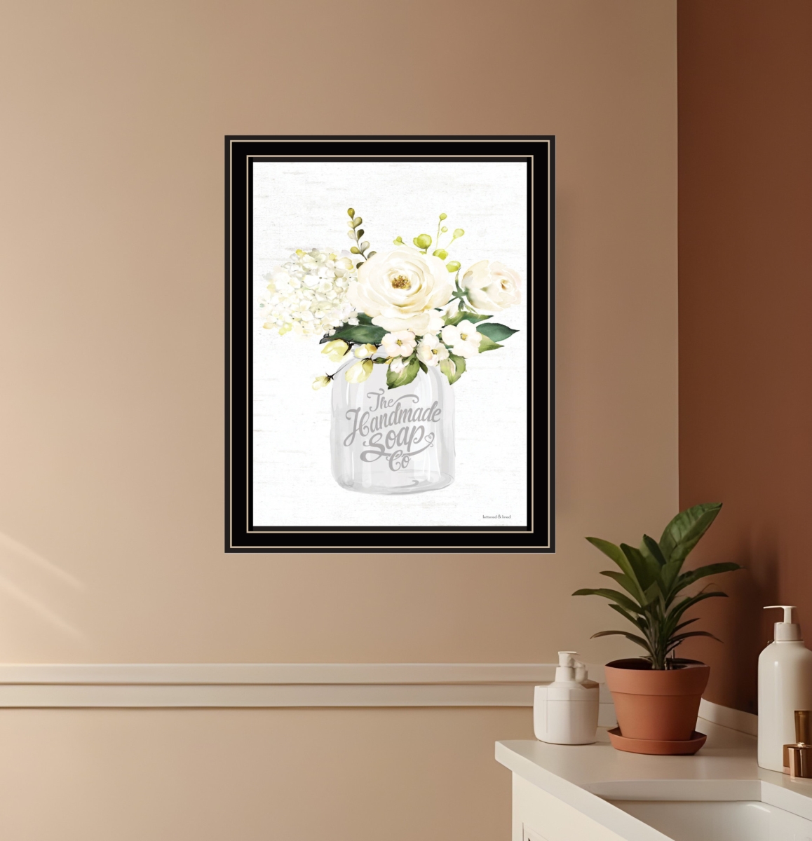 530066 Bathroom Flower Ja Black Framed Print Bathroom Wall Art