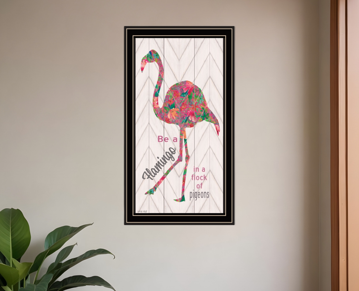 529782 Vertical Be A Flamingo Black Framed Print Wall Art