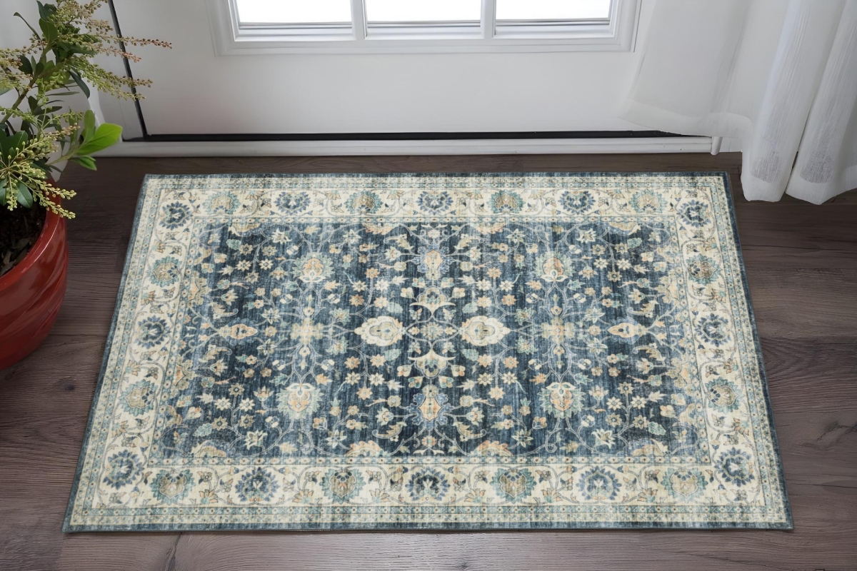 575178 2 x 3 ft. Oriental Distressed Rectangle Area Rug, Blue & Ivory