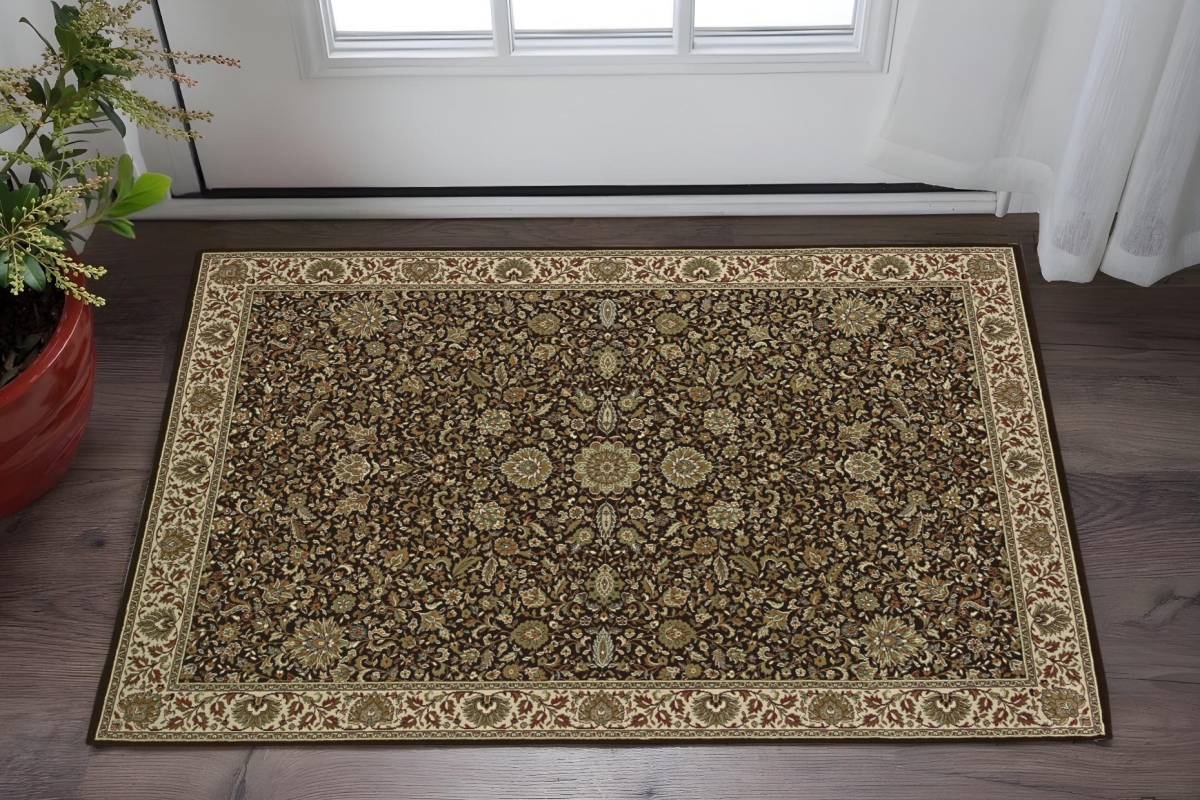 575315 2 x 3 ft. Oriental Rectangle Area Rug, Brown & Ivory