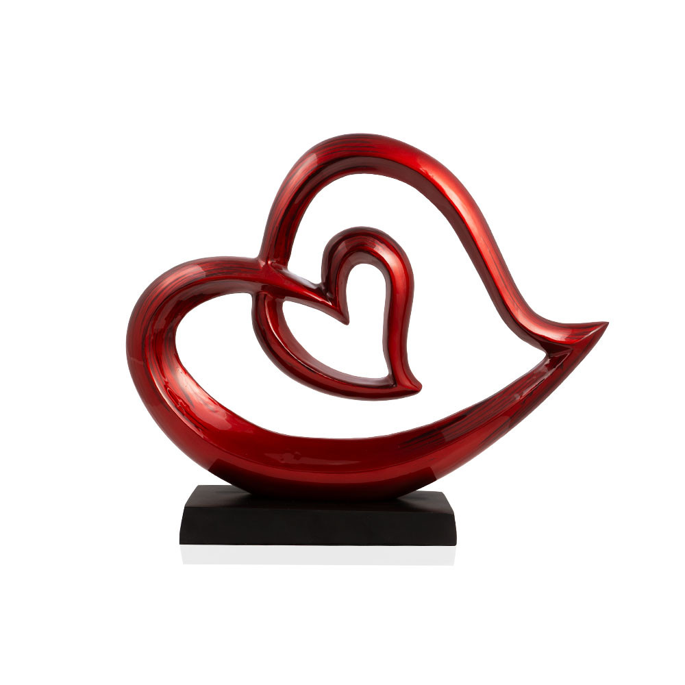 568872 12 in. Red & Black Aluminum Tabletop Sculpture