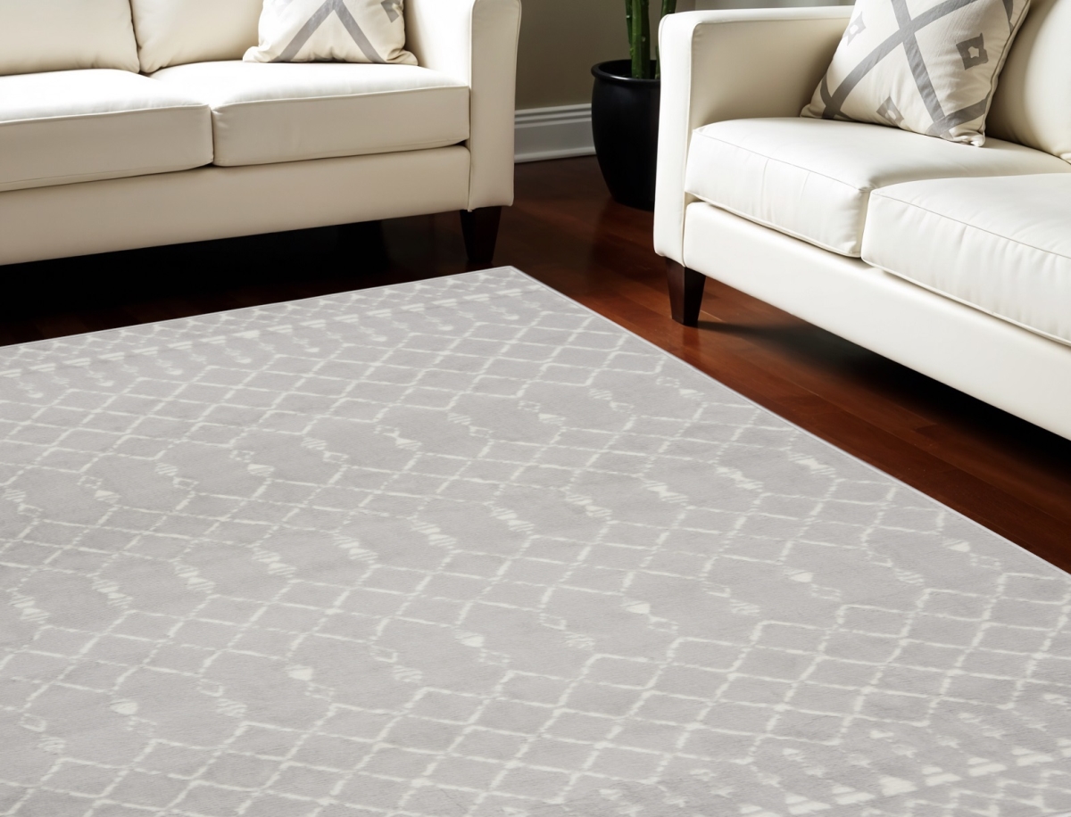 553062 4 x 6 ft. Geometric Rectangle Area Rug, Gray & Ivory