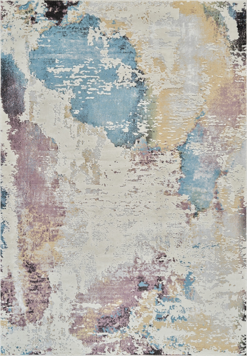 558902 7 x 10 ft. Abstract Distressed Rectangle Area Rug, Beige & Blue
