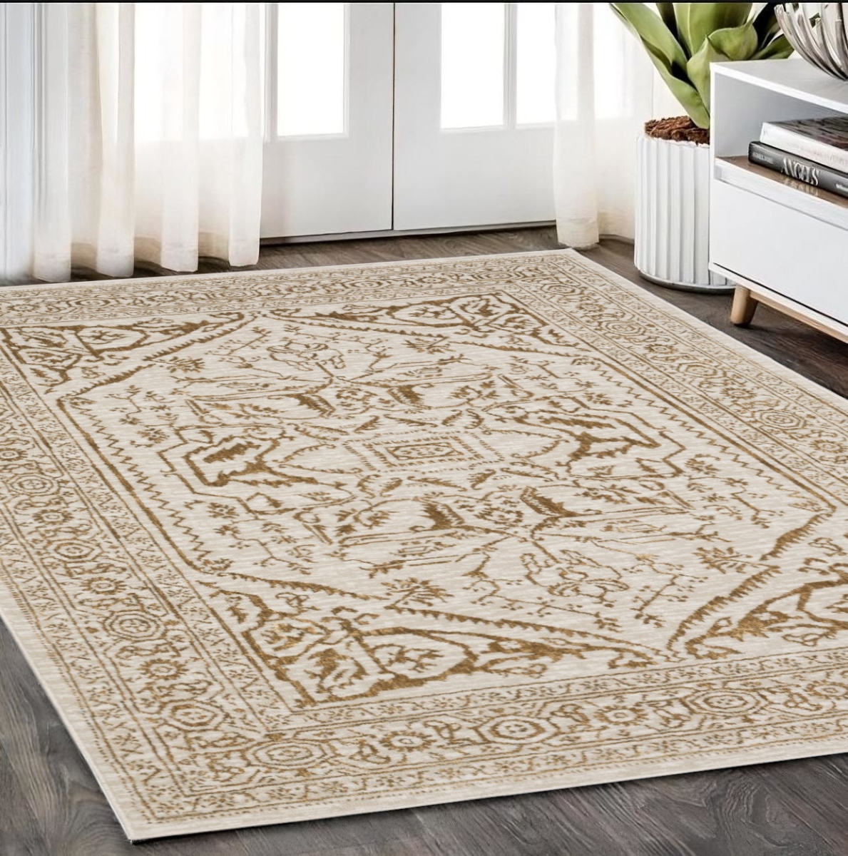 574685 5 x 8 ft. Oriental Rectangle Area Rug, Ivory & Gold