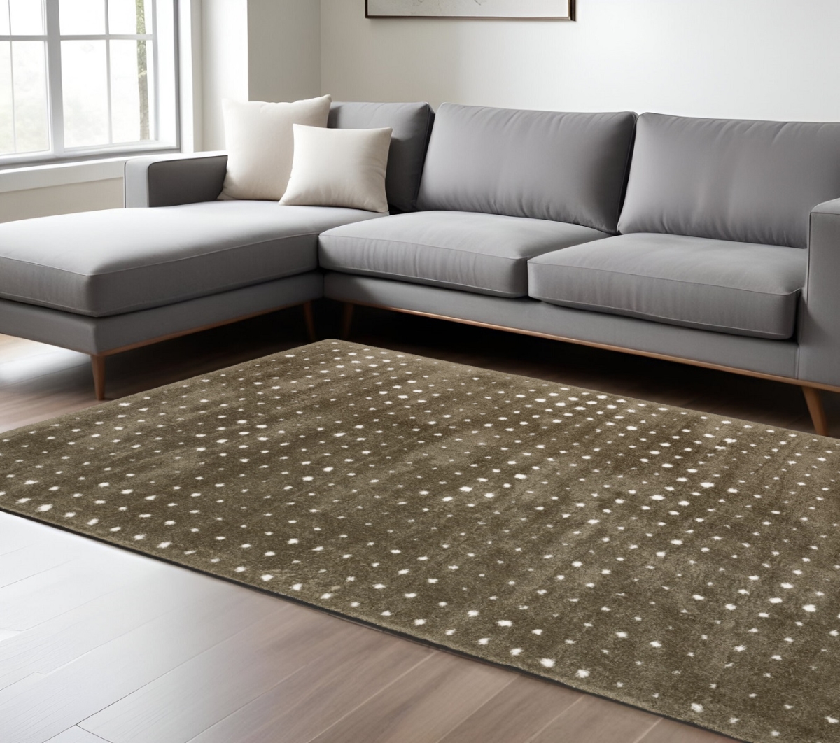 575044 10 x 13 ft. Geometric Rectangle Area Rug, Brown & Ivory