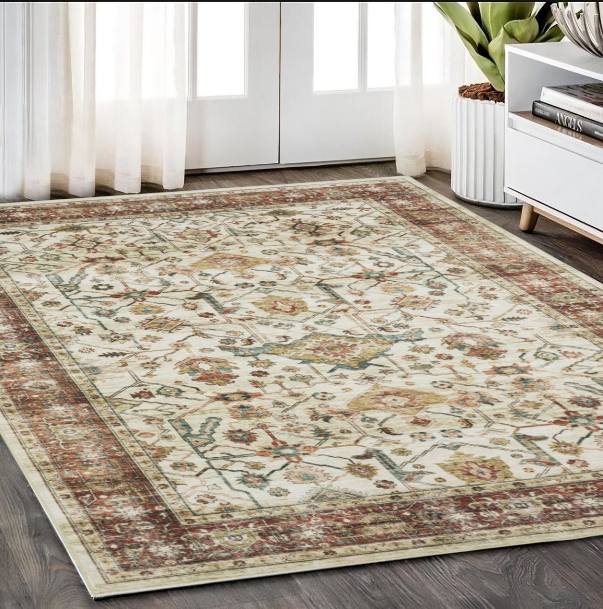 574712 5 x 7 ft. Oriental Distressed Rectangle Area Rug, Ivory