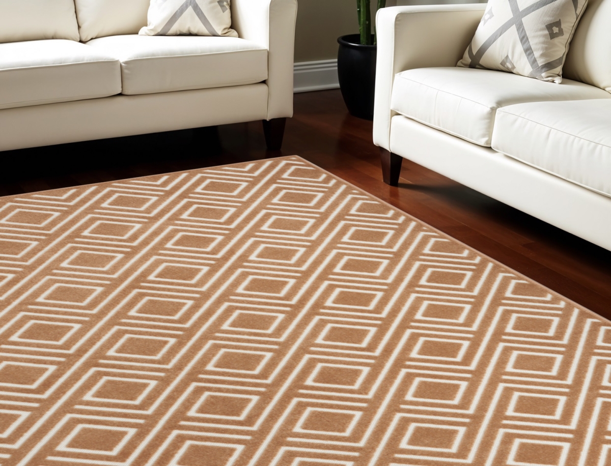 564099 7 x 9 ft. Geometric Rectangle Area Rug, Brown