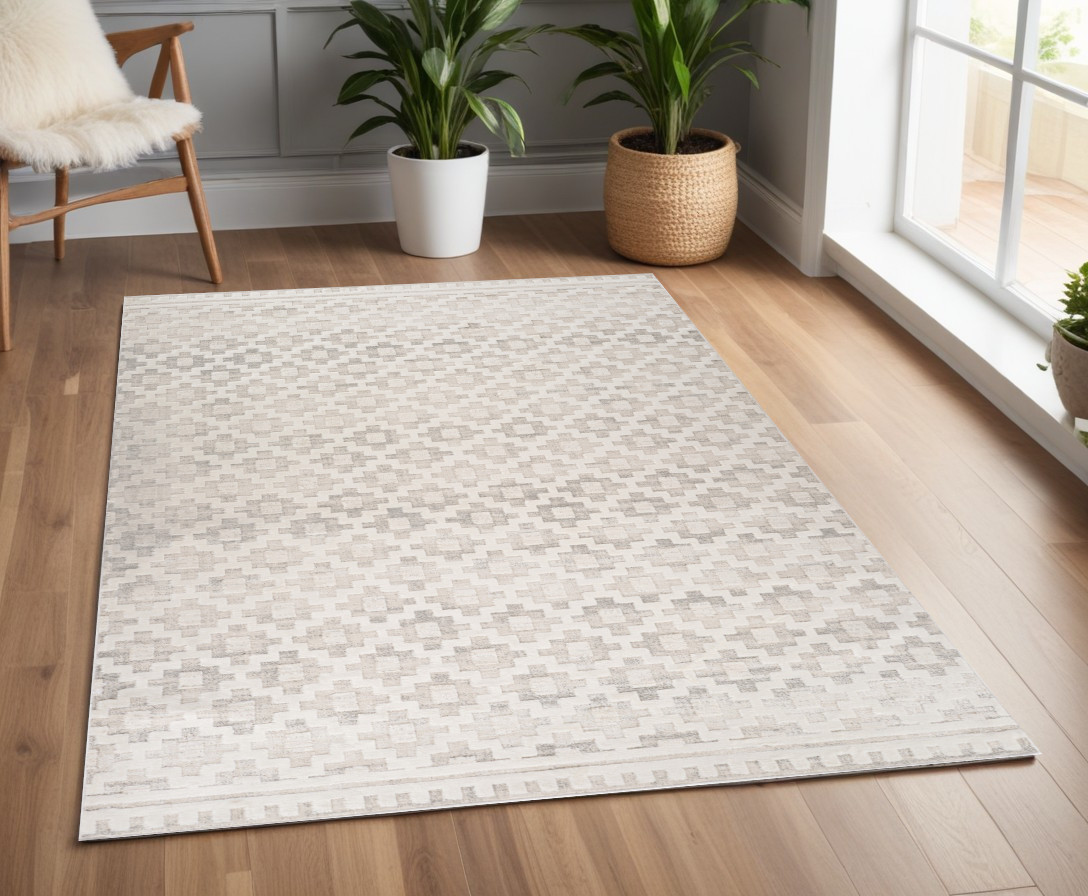558441 4 x 6 ft. Moroccan Rectangle Area Rug, Cream & Beige