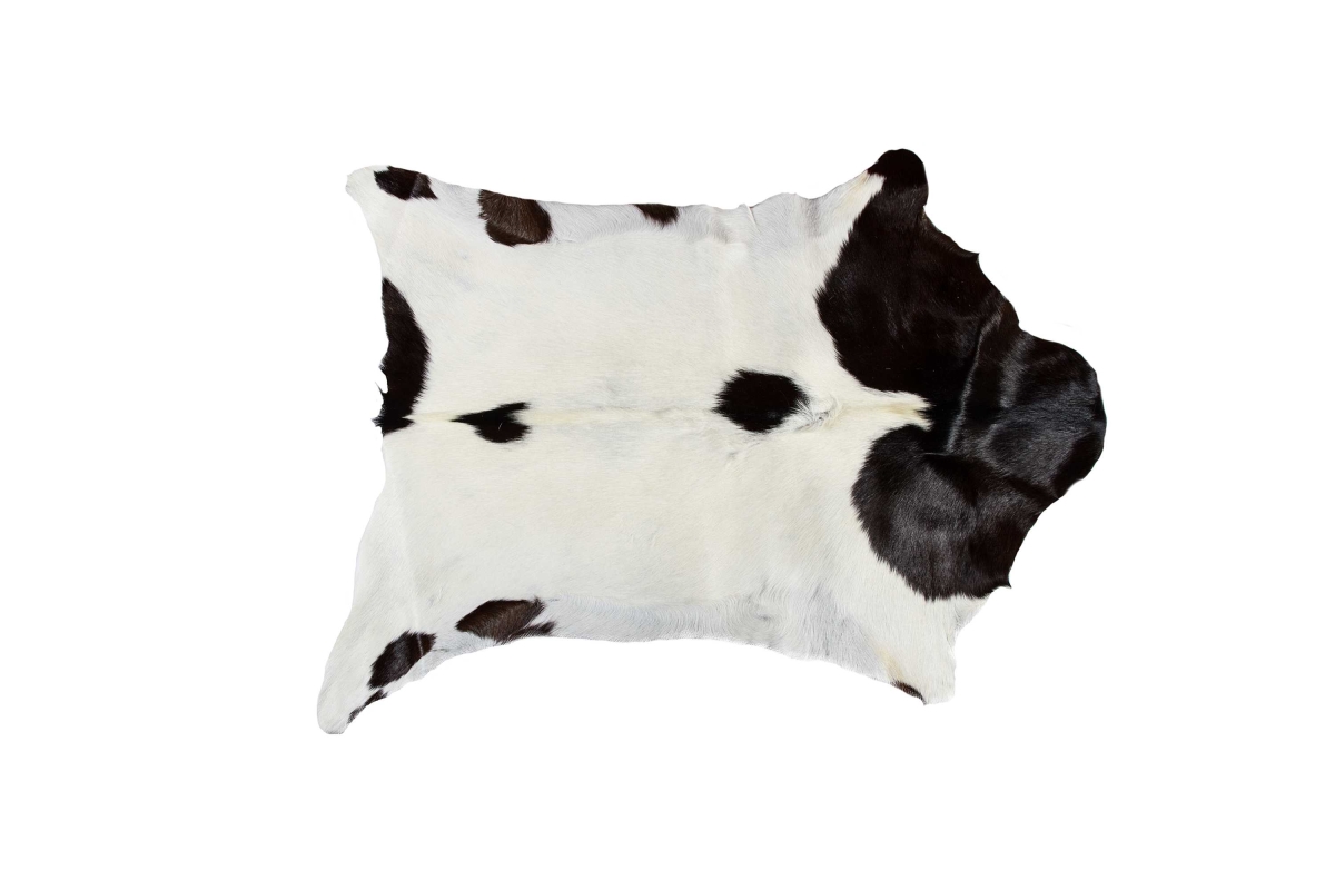 2 x 3 in. Calfskin Rug - White & Chocolate