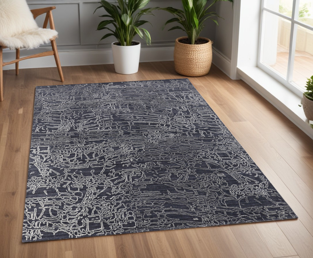 567839 4 x 6 ft. Abstract Hand Woven Rectangle Area Rug, Black, Gray & Ivory
