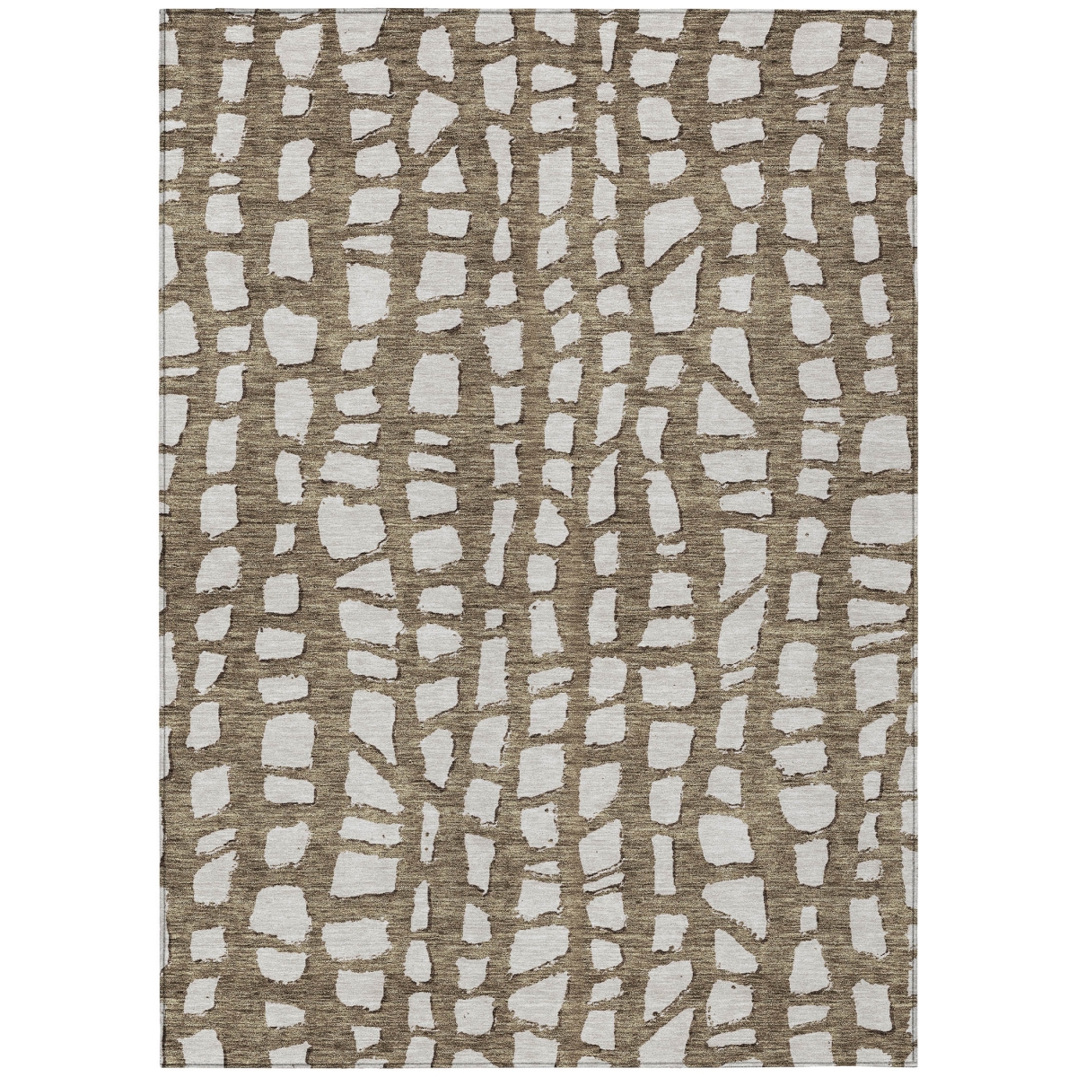 585059 5 x 8 ft. Abstract Washable Indoor & Outdoor Rectangle Area Rug, Brown & Ivory