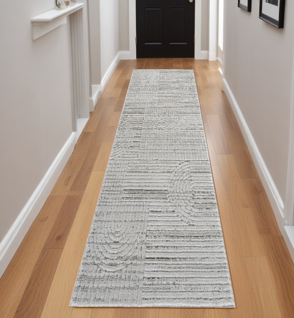 558434 8 ft. Abstract Distressed Rectangle Area Rug, Gray & Ivory