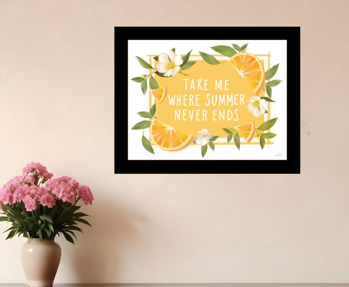 529843 Modern Take Me Where Summer Never Ends Black Framed Print Wall Art