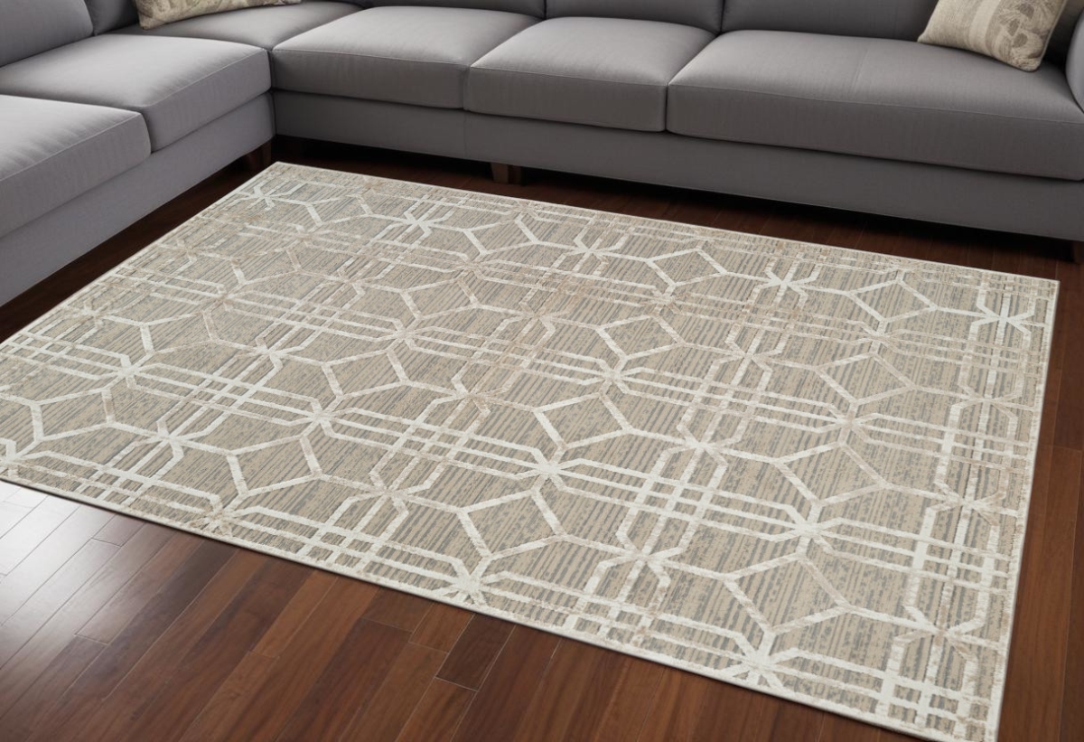 558839 8 x 11 ft. Abstract Distressed Rectangle Area Rug, Beige & Brown