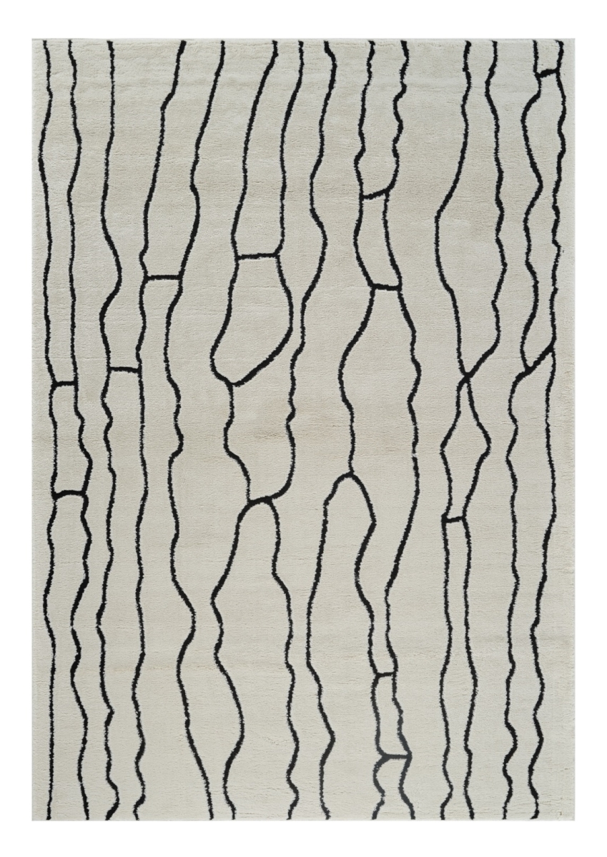 559033 5 x 8 ft. Abstract Distressed Rectangle Area Rug, Cream & Black