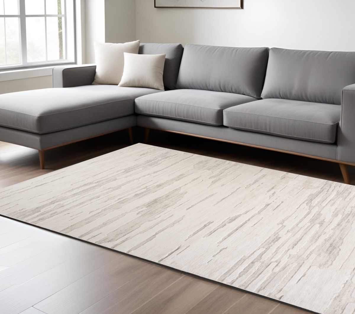 558505 8 x 11 ft. Abstract Rectangle Area Rug, Cream & Beige