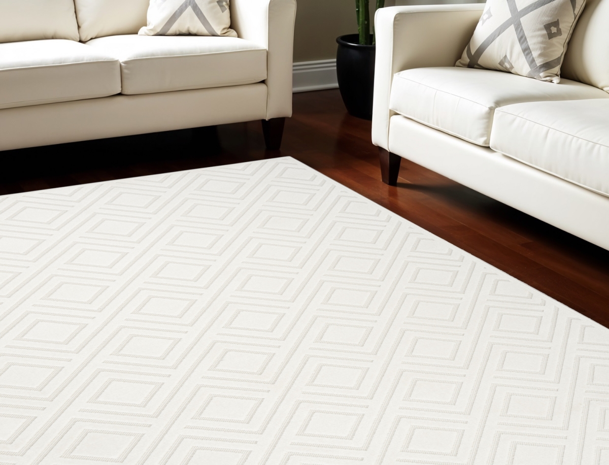 564108 7 x 9 ft. Geometric Rectangle Area Rug, Cream