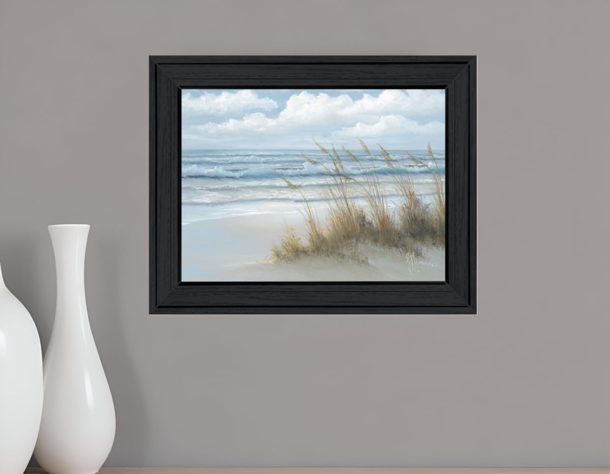 529956 Modern Sea Oats Black Framed Print Wall Art