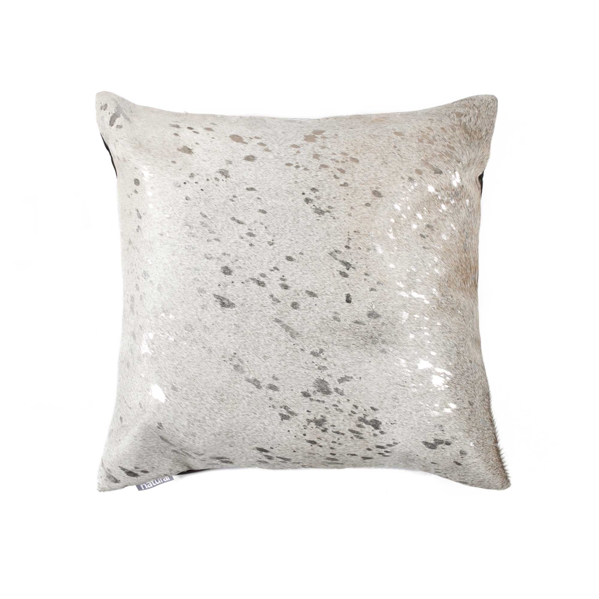 18 x 18 in. Cowhide Pillow - Gray & Silver