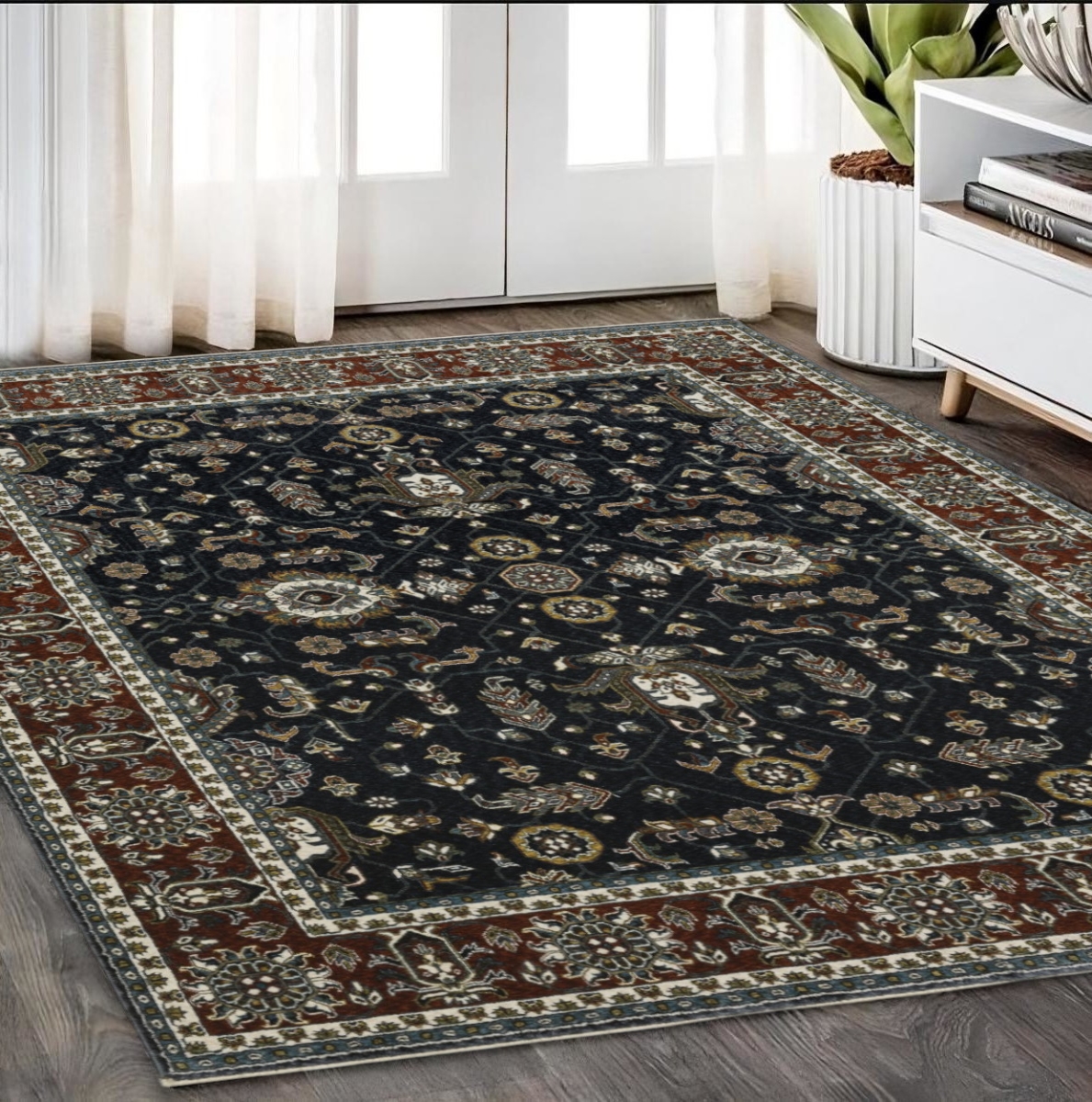 575620 5 x 8 ft. Oriental Rectangle Area Rug with Fringe, Rust