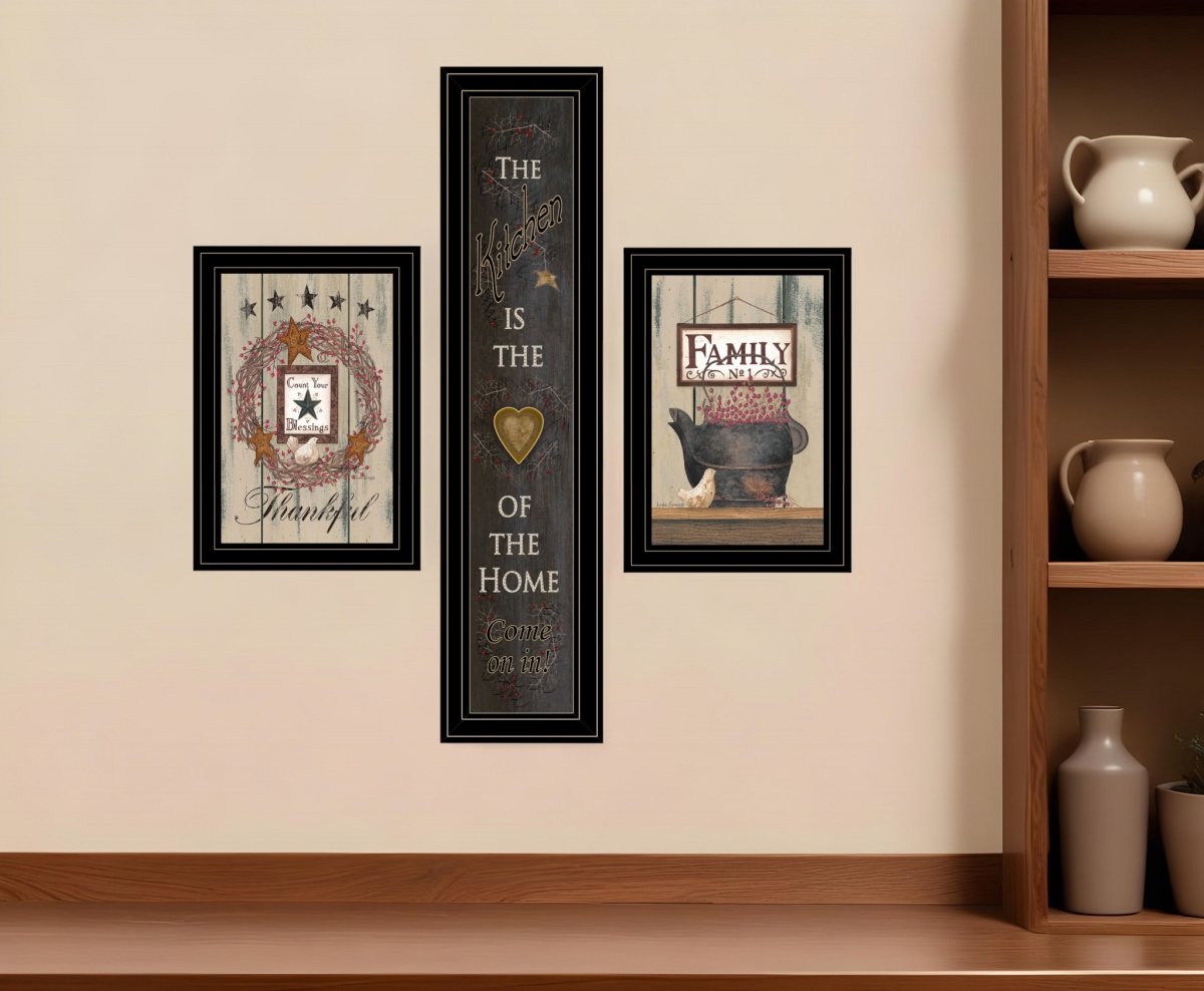 Picture of HomeRoots 406681 The Primitive Kitchen Black Framed Print Kitchen Wall Art - Set of 3