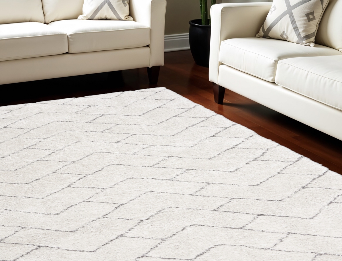 551280 8 x 10 ft. Shag Rectangle Area Rug, Ivory & Gray