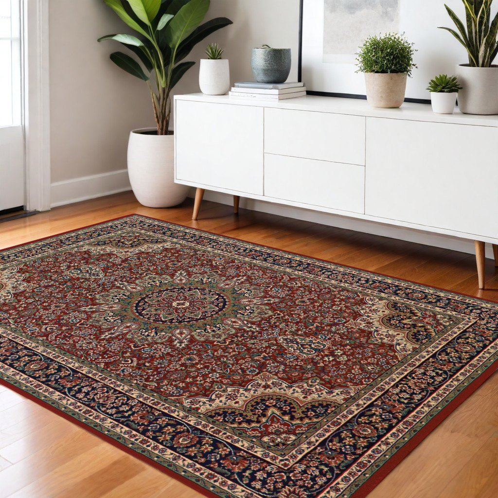 574306 4 x 6 ft. Oriental Rectangle Area Rug, Red & Blue