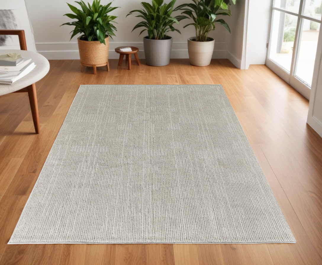566435 4 x 6 ft. Wool Hand Knotted Rectangle Area Rug, Tan & Ivory
