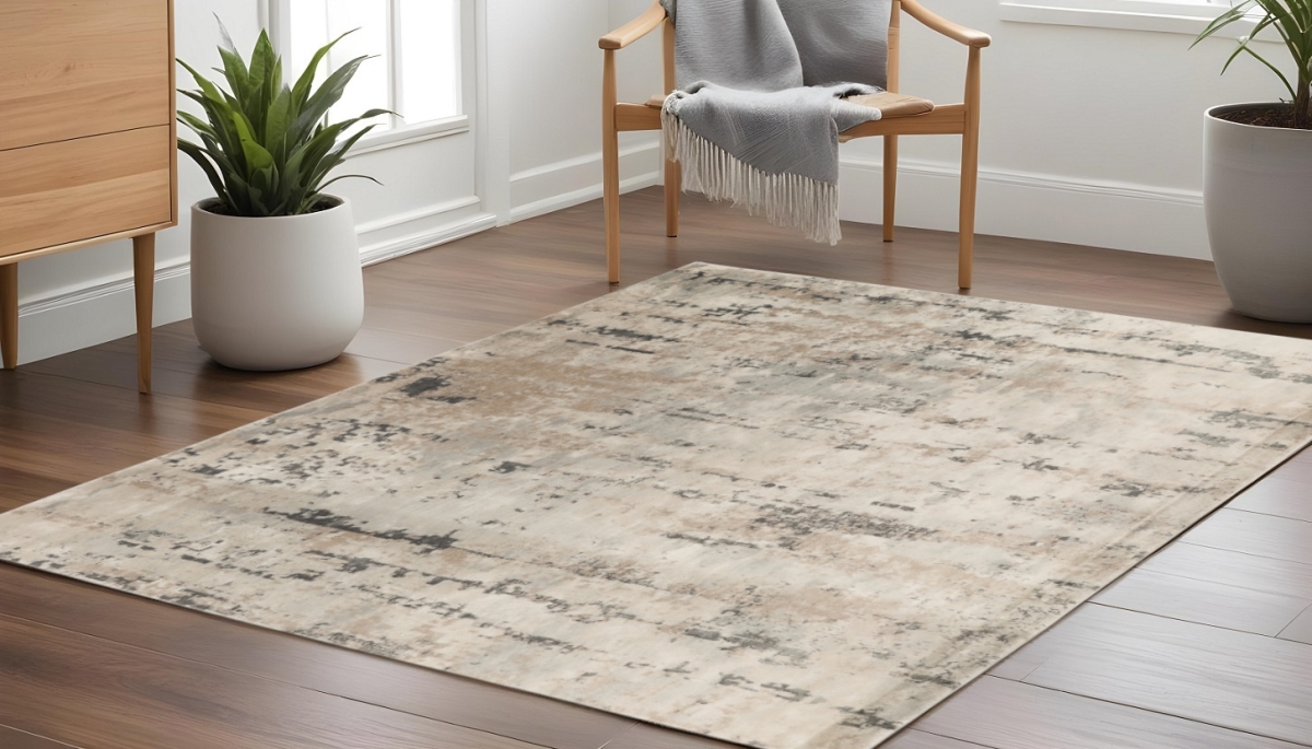 545133 10 ft. Beige & Gray Square Abstract Power Loom Area Rug