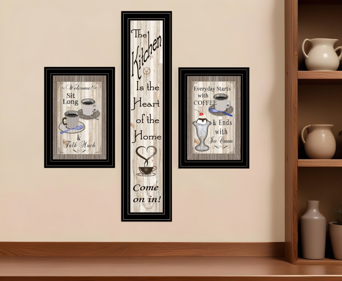 Picture of HomeRoots 406675 Come on In Black Framed Print Kitchen Wall Art - Set of 3