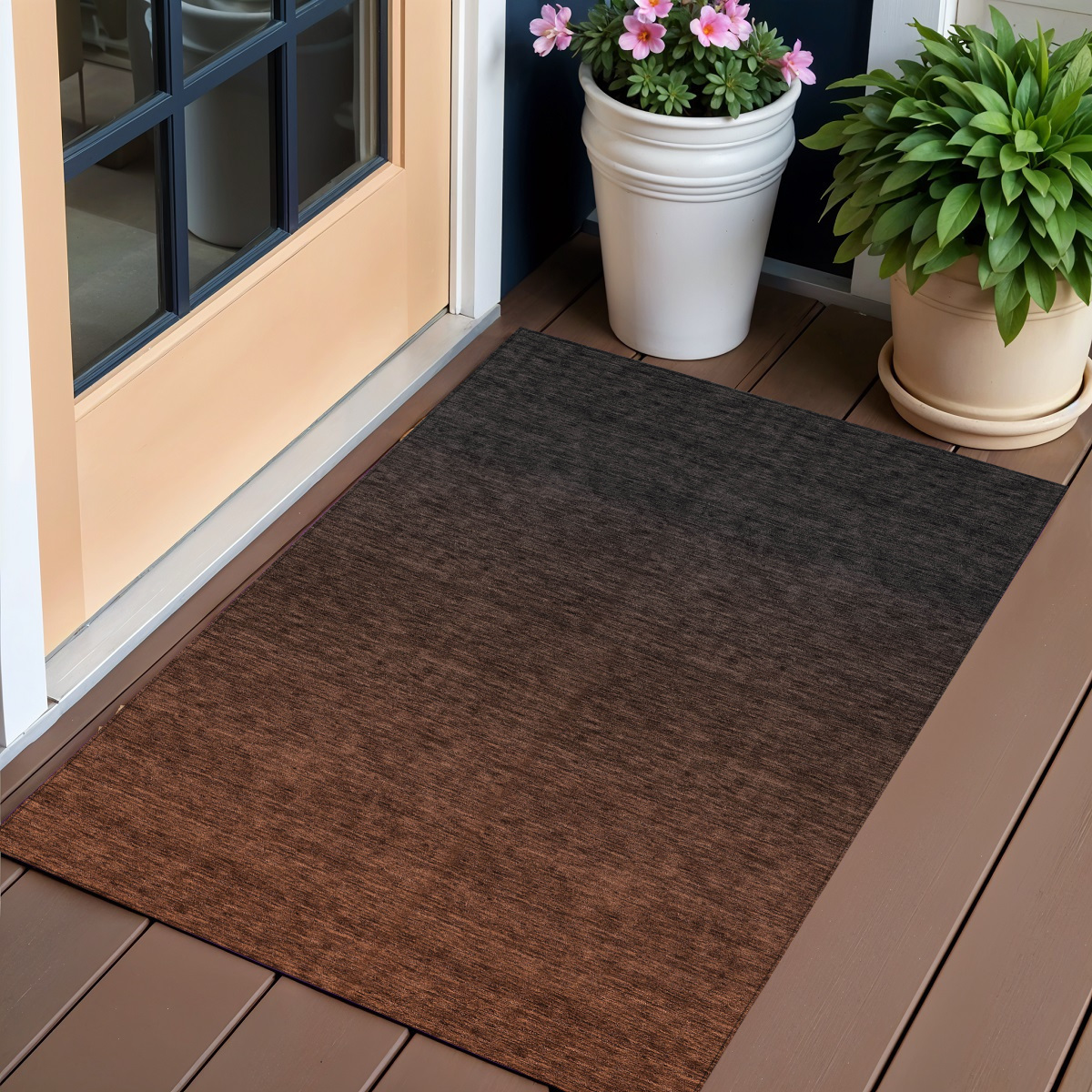 588966 3 x 5 ft. Abstract Washable Indoor & Outdoor Rectangle Area Rug, Orange & Charcoal