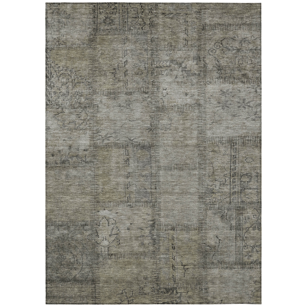 581626 8 x 10 ft. Patchwork Washable Indoor & Outdoor Rectangle Area Rug, Taupe, Brown & Beige