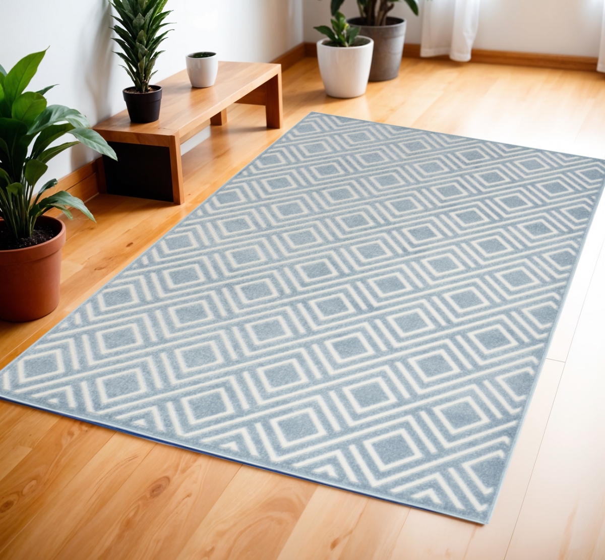 572461 4 x 6 ft. Geometric Rectangle Area Rug, Blue