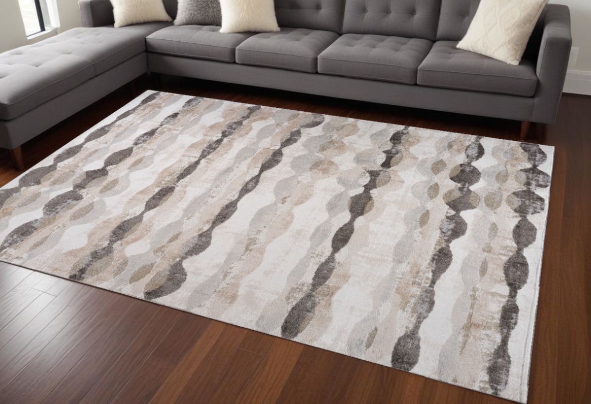 558991 8 x 11 ft. Abstract Distressed Rectangle Area Rug, Beige & Brown