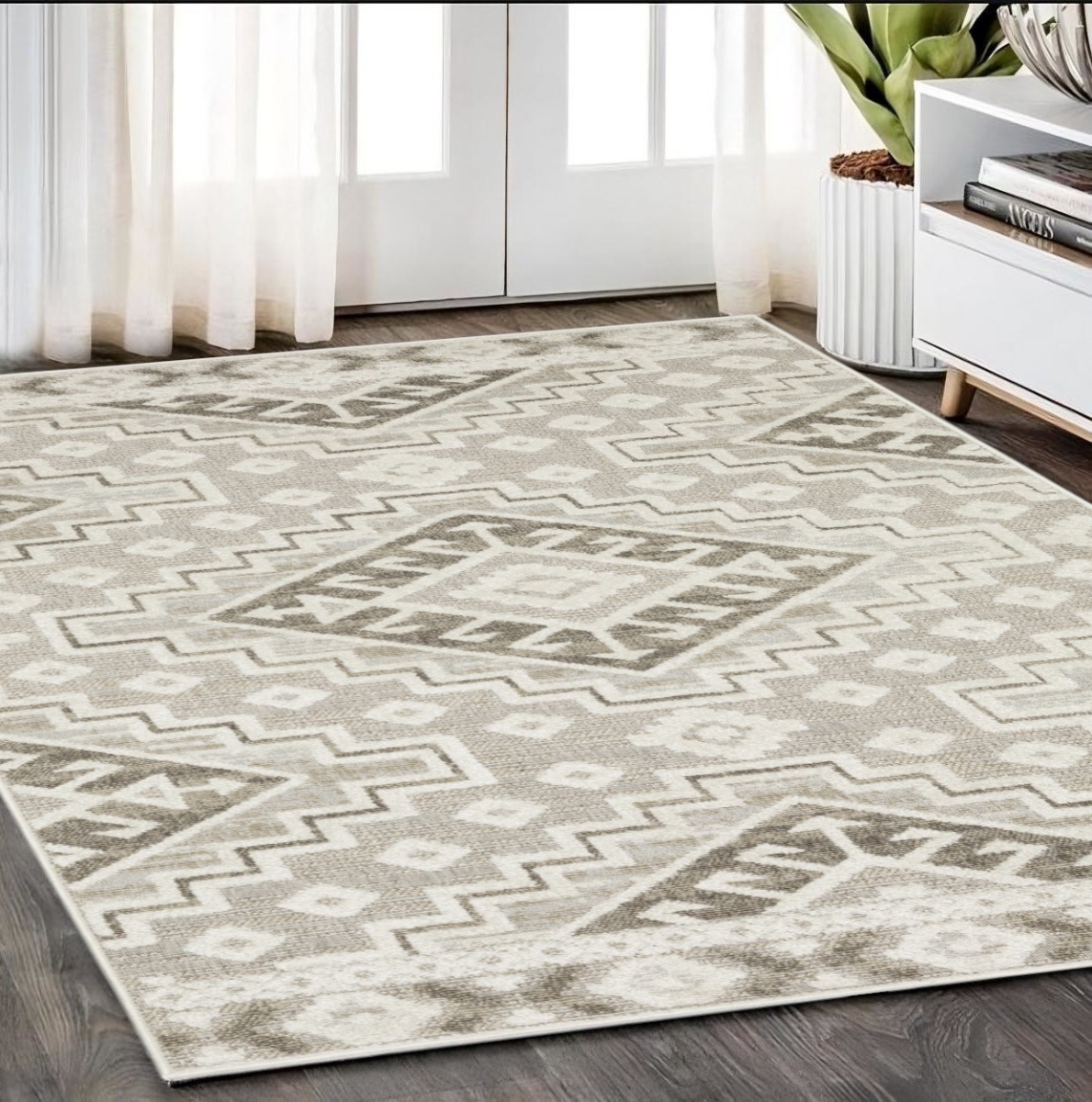 574827 5 x 8 ft. Tribal Rectangle Area Rug, Beige & Brown