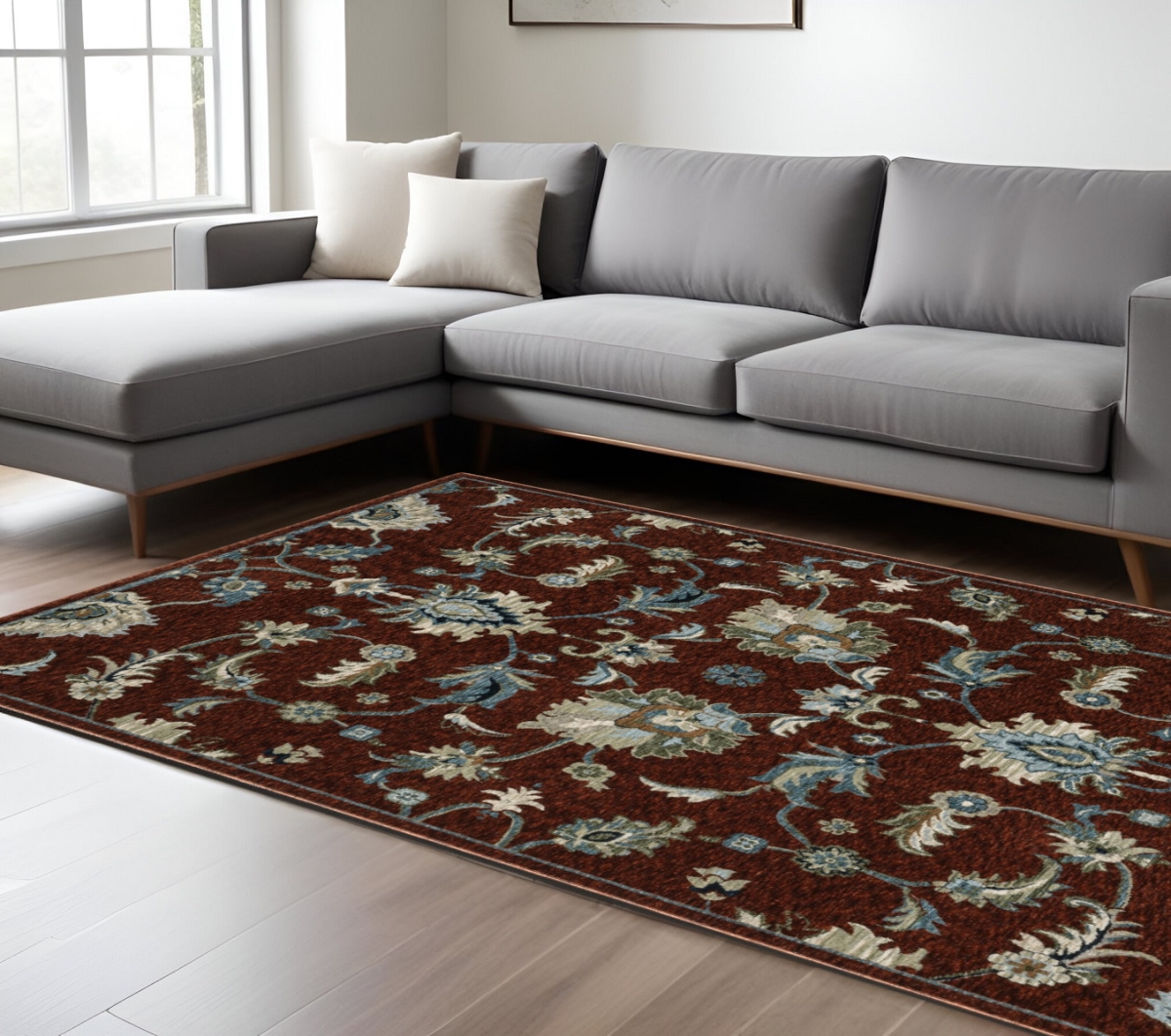 575015 7 x 10 ft. Oriental Rectangle Area Rug with Fringe, Red, Ivory & Teal