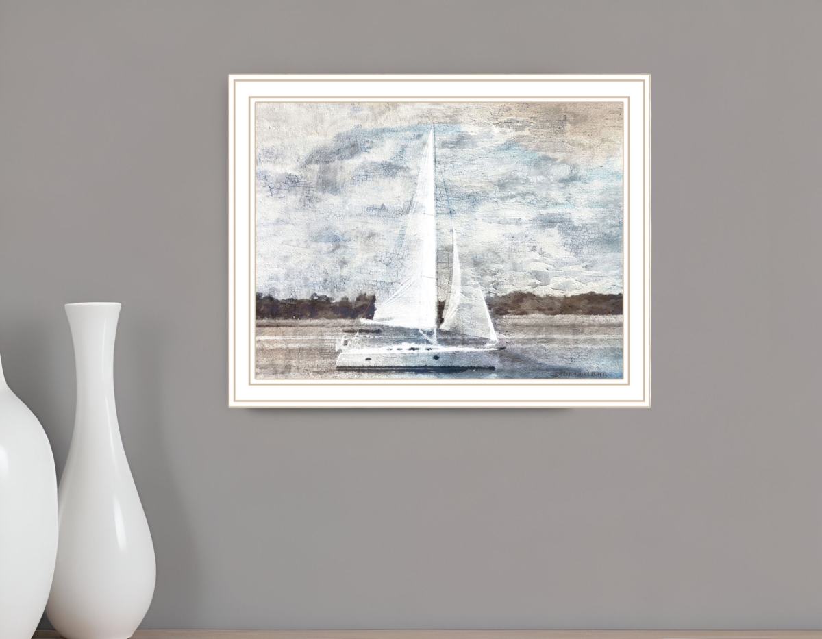 529626 Sailboat on Water White Framed Print Wall Art