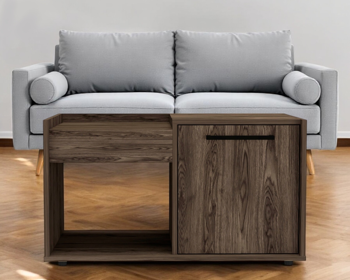 535063 32 in. Brown Wood Coffee Table with Shelf