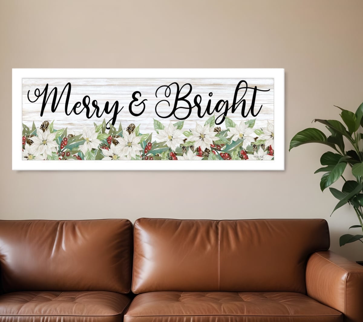 529706 Merry & Bright White Framed Print Wall Art