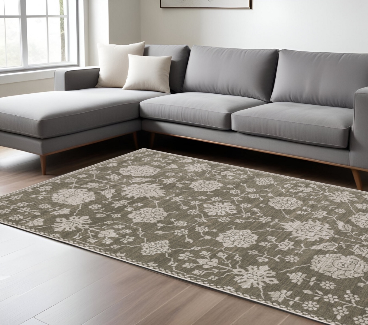 576103 8 x 11 ft. Oriental Rectangle Area Rug, Gray & Light Gray