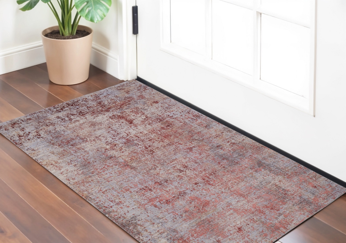 567952 2 x 3 ft. Abstract Power Loom Rectangle Area Rug, Red, Gray & Pink