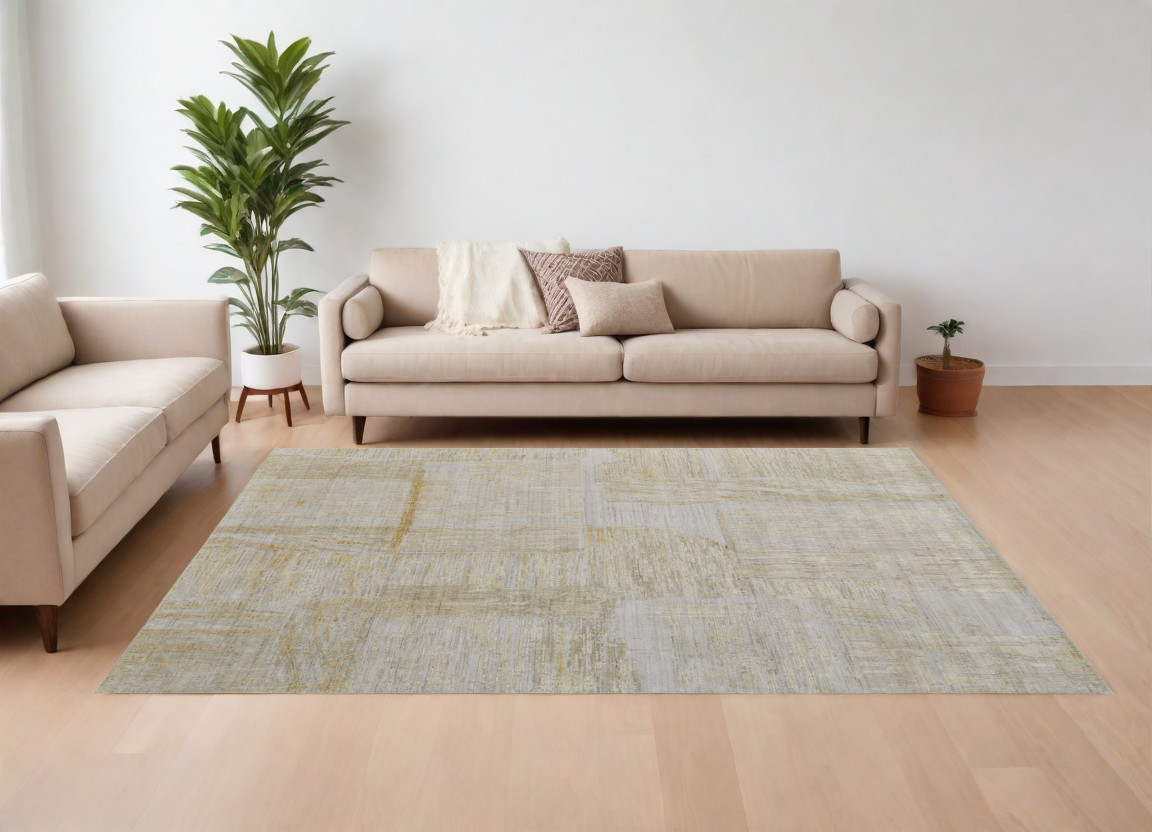 566995 10 x 14 ft. Yellow & Ivory Abstract Hand Woven Rectangle Area Rug