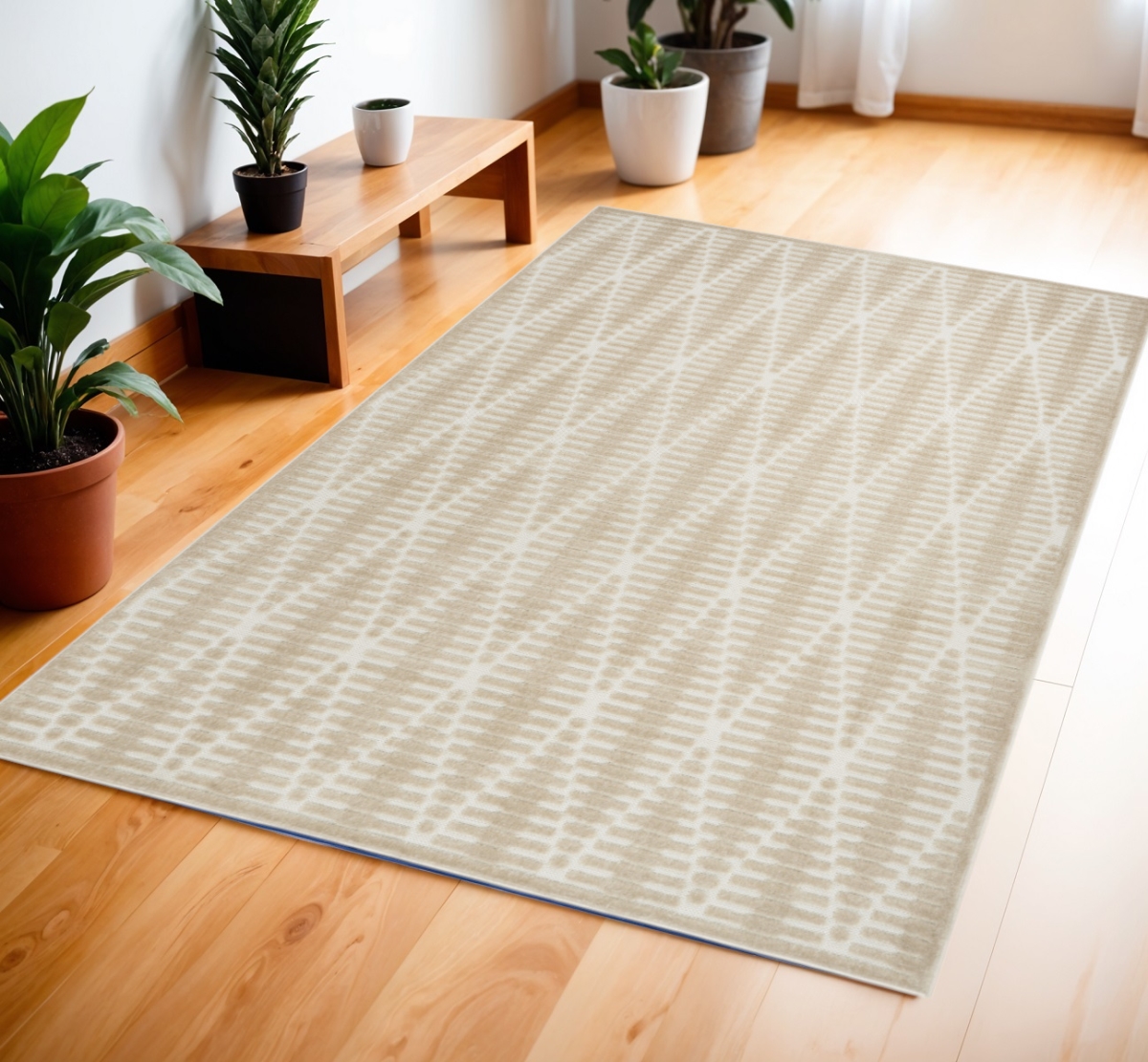 572477 4 x 6 ft. Geometric Rectangle Area Rug, Beige