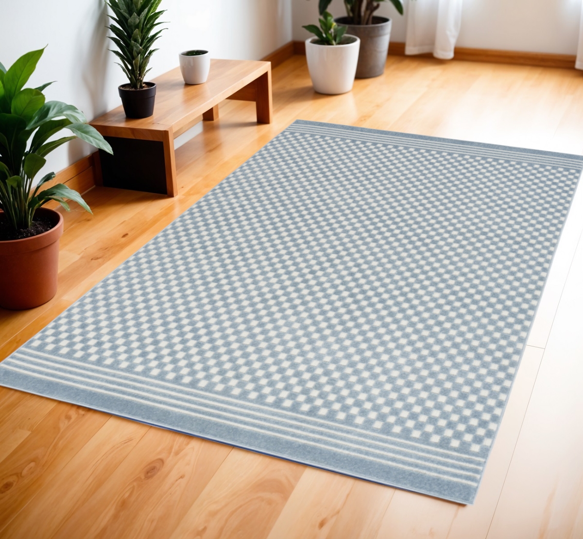 572470 4 x 6 ft. Geometric Rectangle Area Rug, Blue