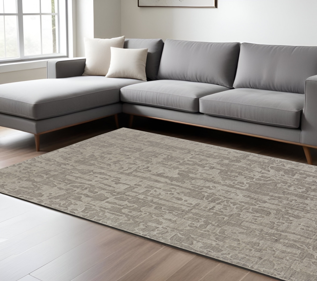 565726 6 x 9 ft. Abstract Hand Woven Rectangle Area Rug, Taupe
