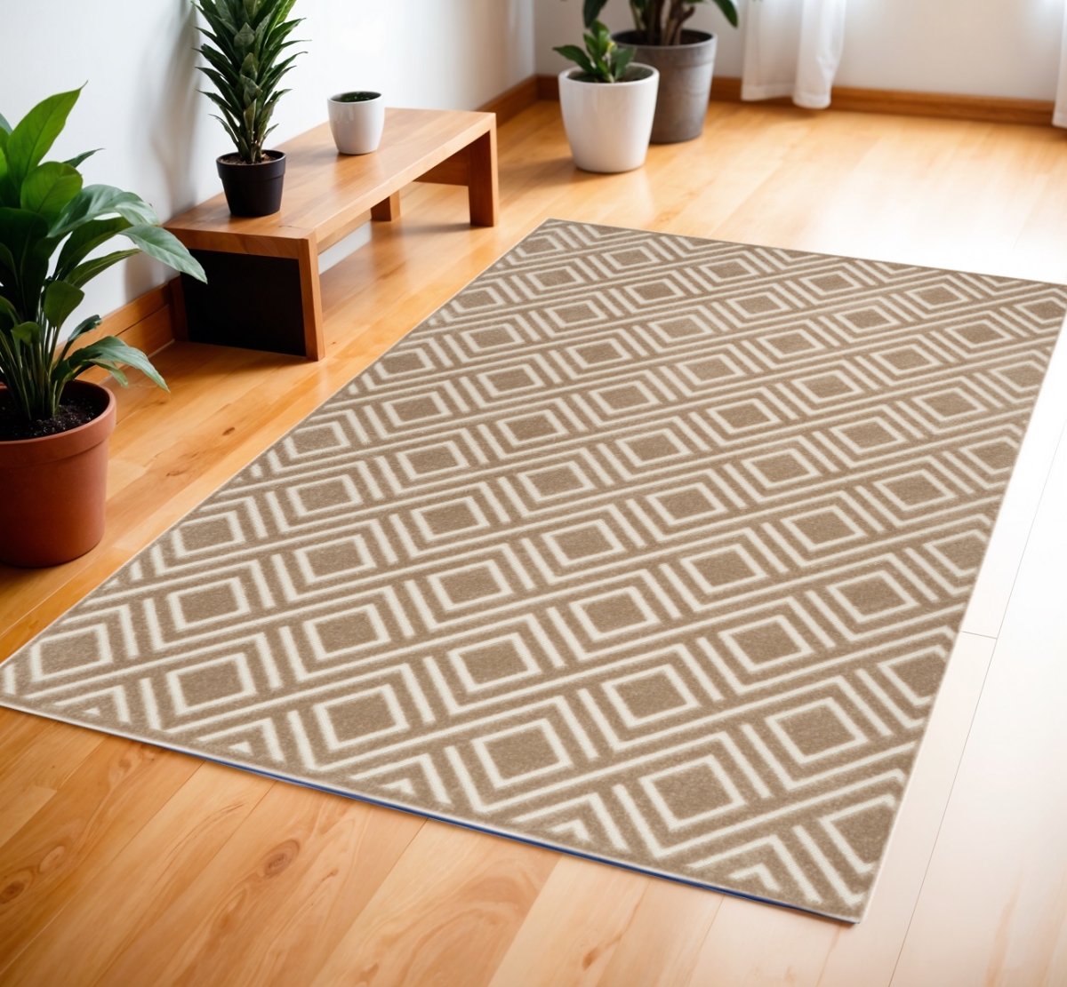 572462 4 x 6 ft. Geometric Rectangle Area Rug, Brown